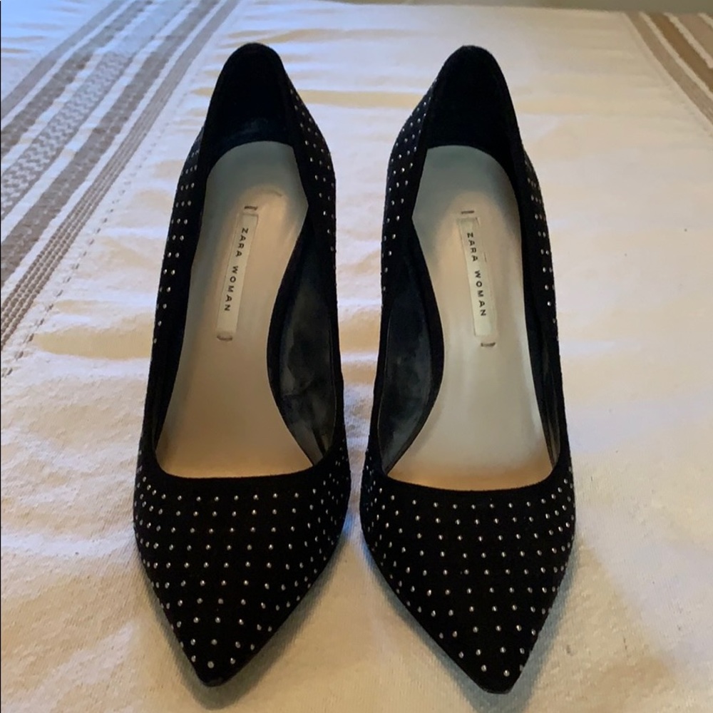 Zara suede studded black heels